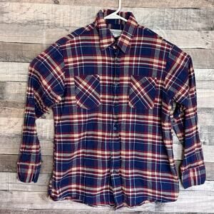 Vintage Bud Berma Highlander Flannel Shirt Mens Large Blue Plaid Button Up